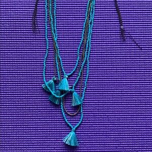 Adjustable beaded tassel necklace